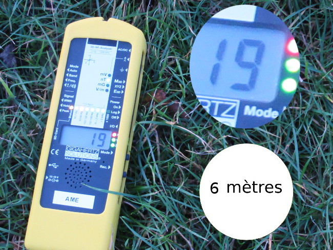 mesure de 19 nanoteslas à 6 mètres