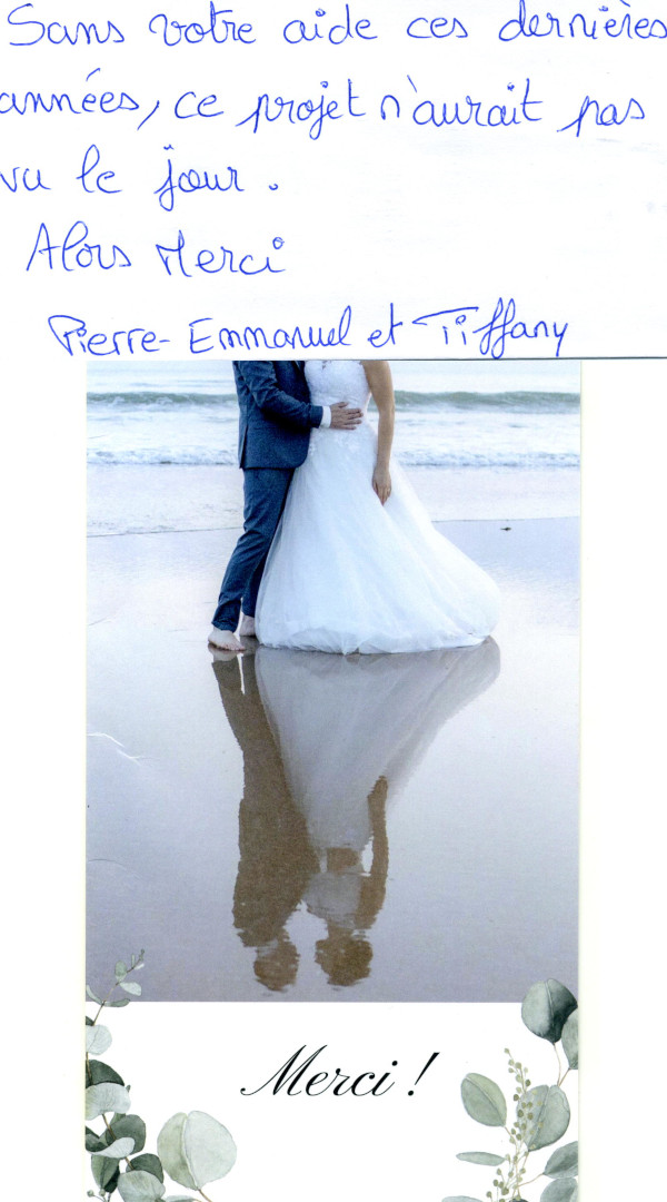 Merci de Pierre-Emmanuel et Tiffany pour leur mariage